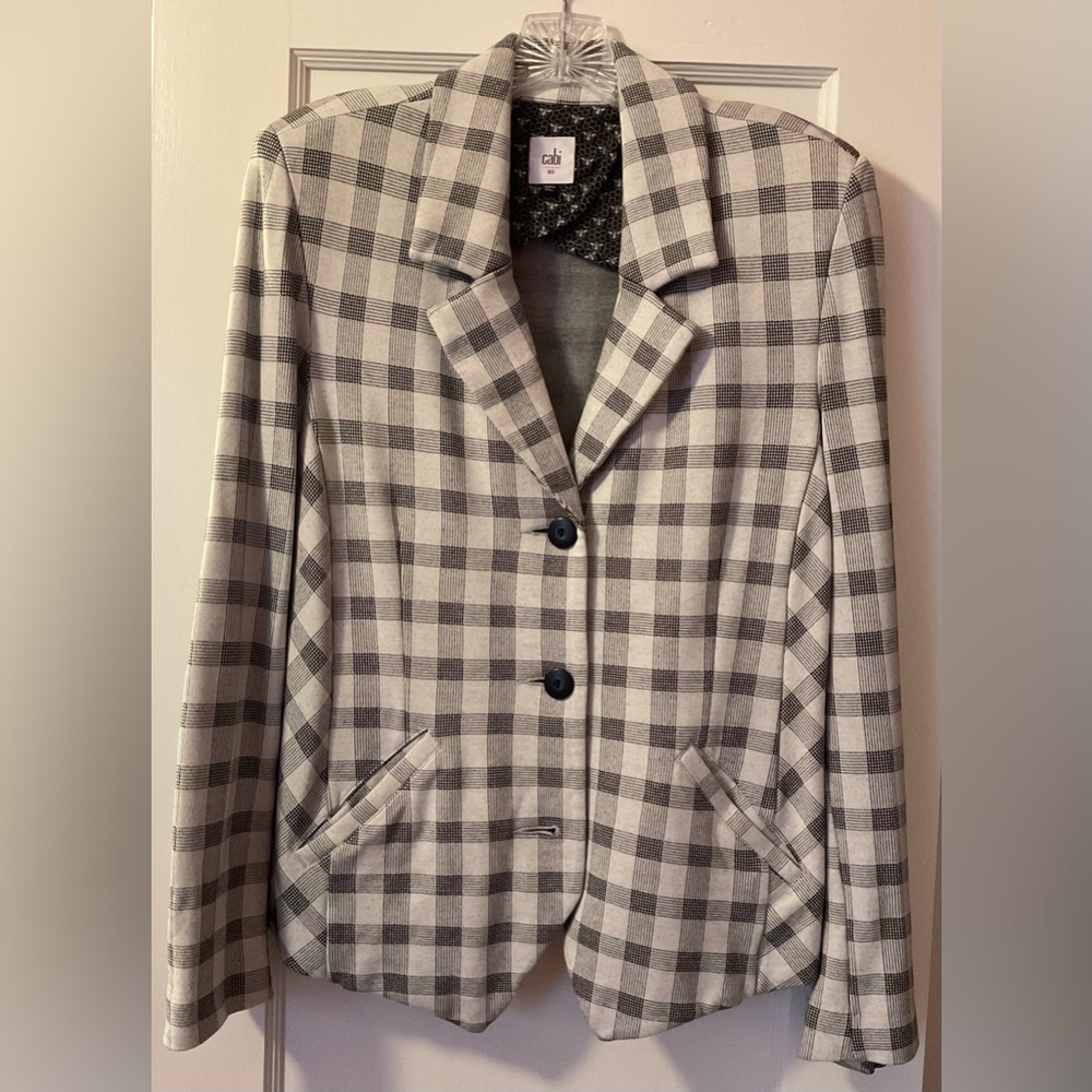 Women's Plaid Blazer - Black and White